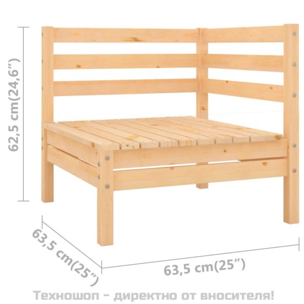 Градински ъглов диван, бор масив