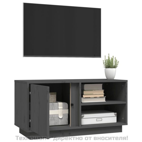 ТВ шкаф, сив, 80x35x40,5 см, бор масив