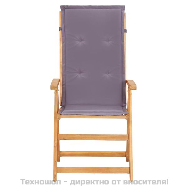 Накланящи се градински столове, 2 бр, кафяви, акация масив