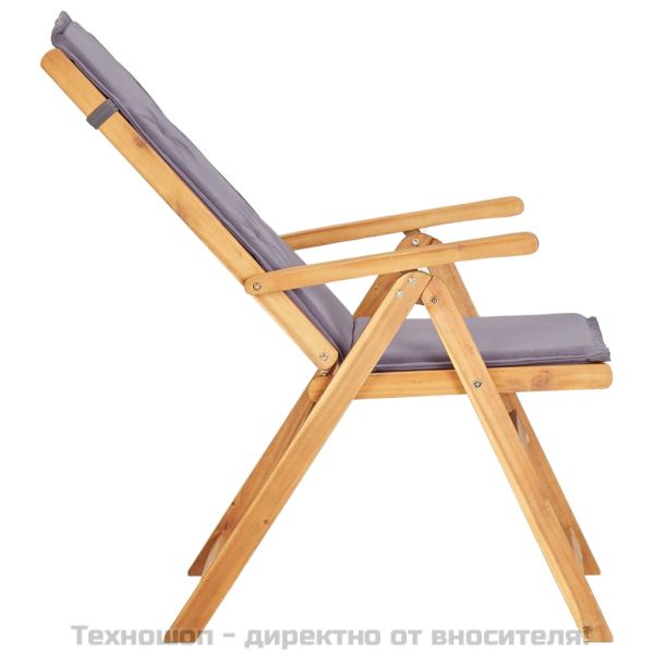 Накланящи се градински столове, 2 бр, кафяви, акация масив