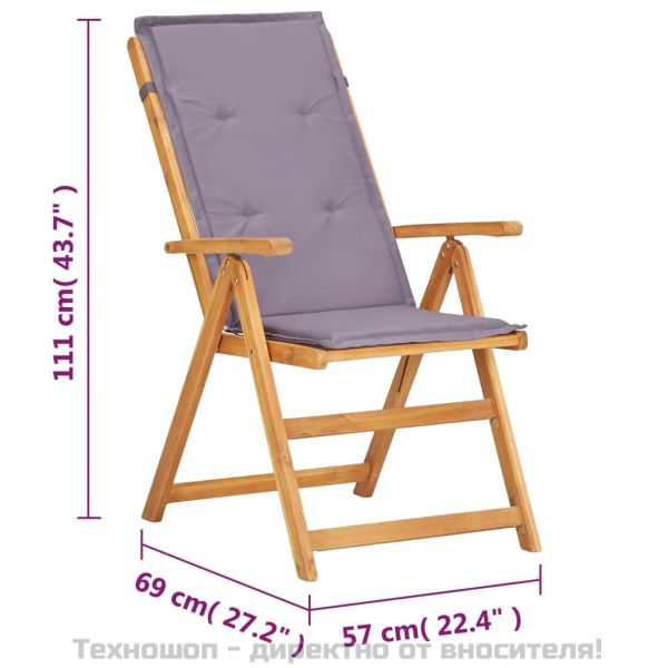 Накланящи се градински столове, 2 бр, кафяви, акация масив