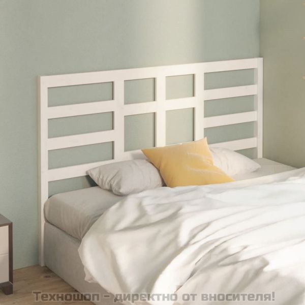 Горна табла за легло, бяла, 146x4x104 см, бор масив