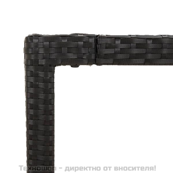 Градинска маса с дървен плот черна 190x90x75 см полиратан