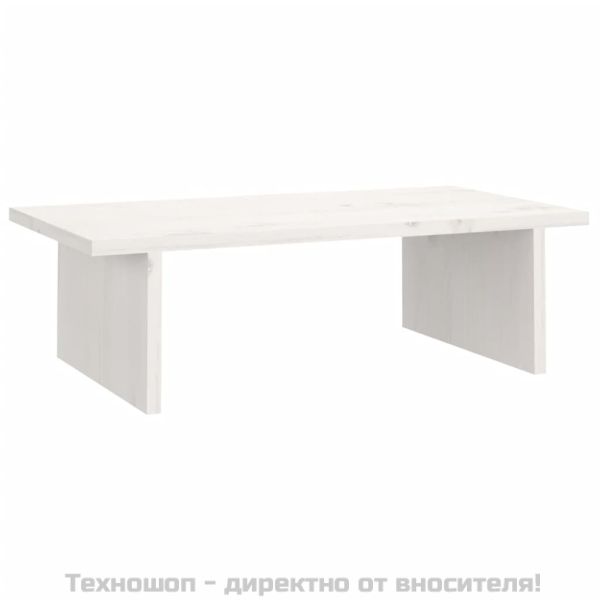 Поставка за монитор, бяла, 50x27x15 см, бор масив
