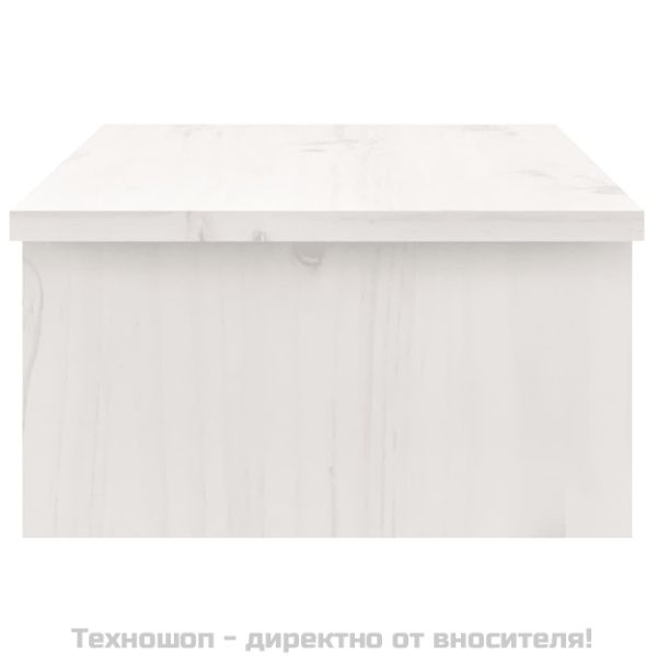 Поставка за монитор, бяла, 50x27x15 см, бор масив