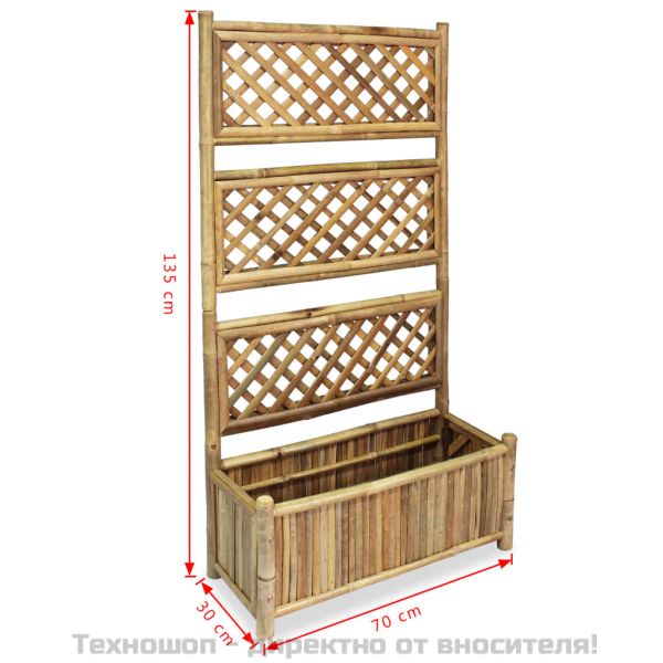 Градинска повдигната леха с решетка, бамбук, 70 см