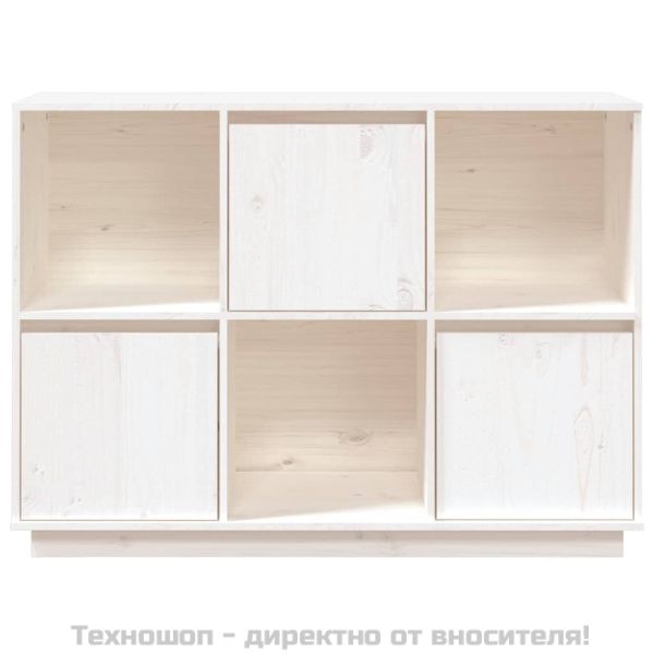 Сайдборд, бял, 110,5x35x80 см, бор масив