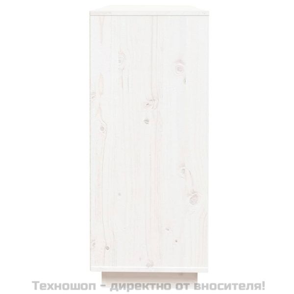 Сайдборд, бял, 110,5x35x80 см, бор масив