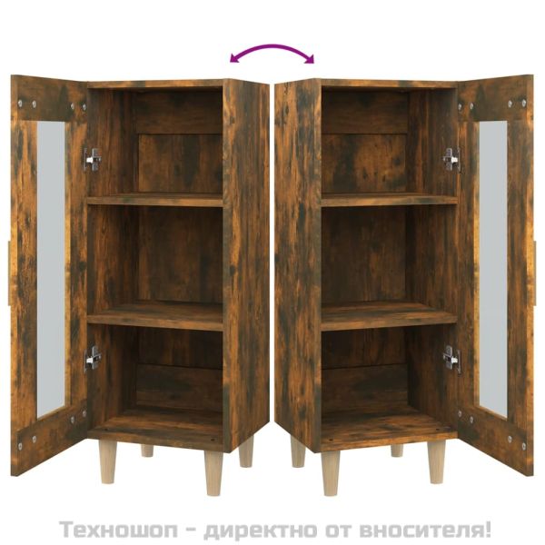 Сайдборд, опушен дъб, 34,5x34x90 см, инженерно дърво