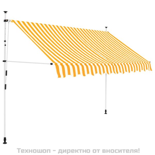 Ръчно прибиращ се сенник, 300 см, оранжеви и бели ивици