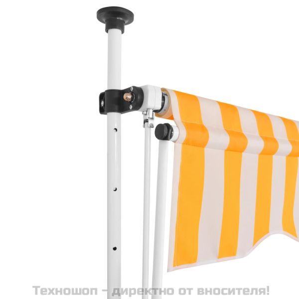 Ръчно прибиращ се сенник, 300 см, оранжеви и бели ивици