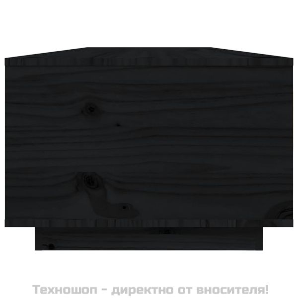 Кафе маса, черна, 80x50x35,5 см, борово дърво масив