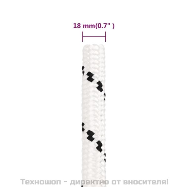 Плетено въже за лодка бяло 18 мм x 25 м полиестер