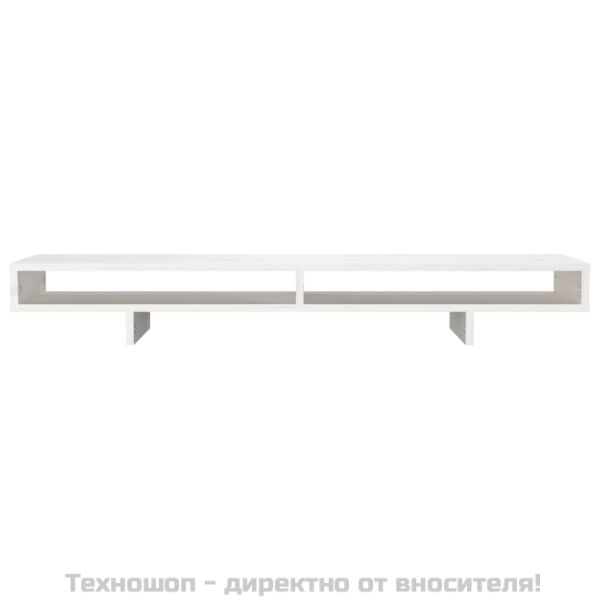 Поставка за монитор, бяла, 100x27x14 см, бор масив