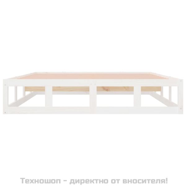 рамка за легло бяло 150x200 см King Size масивно дърво