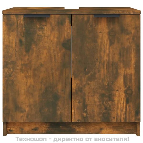 Шкаф за баня, опушен дъб, 64,5x33,5x59 см, инженерно дърво