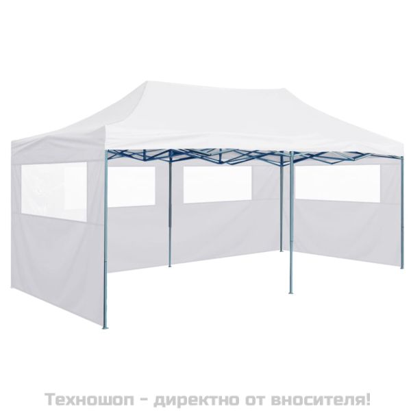 Сгъваема парти шатра с 4 странични стени 3х6 м стомана бяла