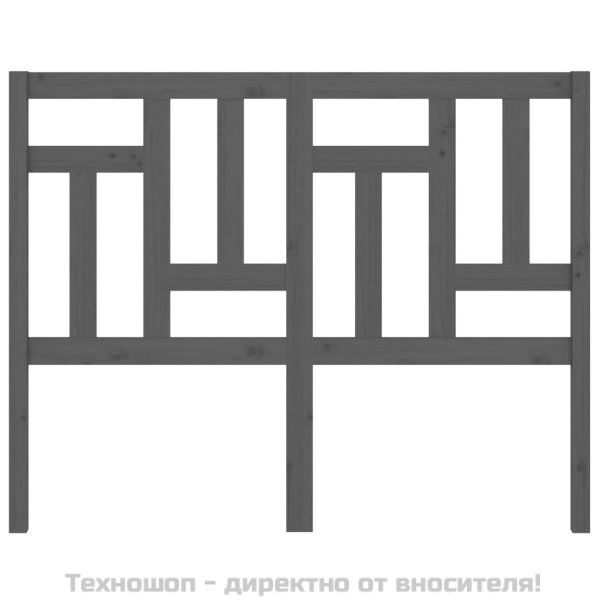 Горна табла за легло, сива, 125,5x4x100 см, бор масив