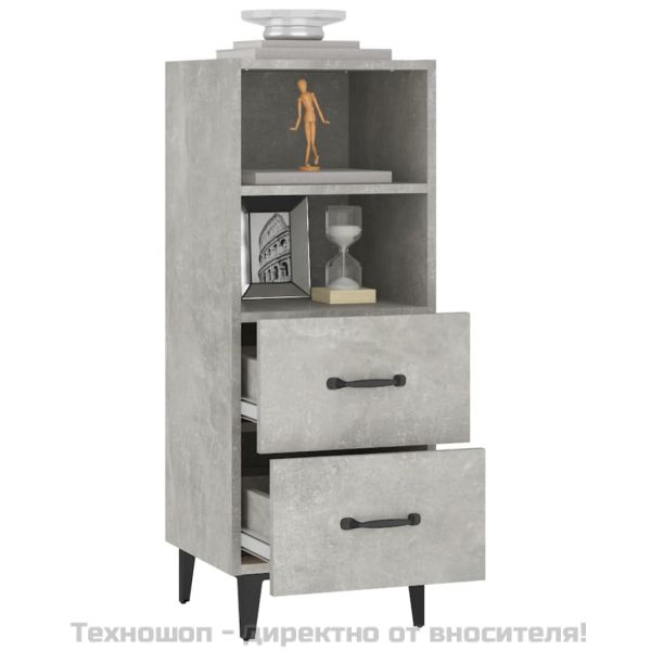 Сайдборд, бетонно сив, 34,5x34x90 см, инженерно дърво