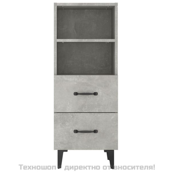 Сайдборд, бетонно сив, 34,5x34x90 см, инженерно дърво