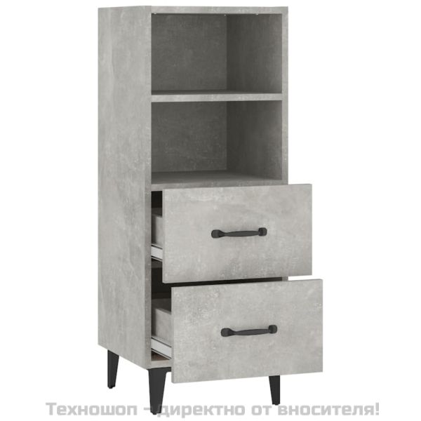 Сайдборд, бетонно сив, 34,5x34x90 см, инженерно дърво