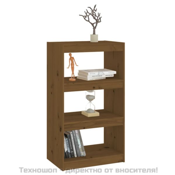 Библиотека/разделител за стая меденокафява 60x30x103,5 см бор