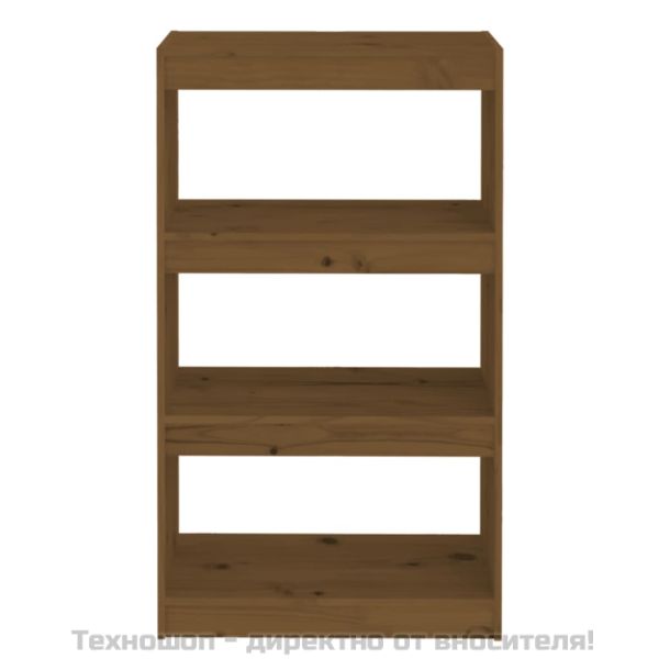 Библиотека/разделител за стая меденокафява 60x30x103,5 см бор