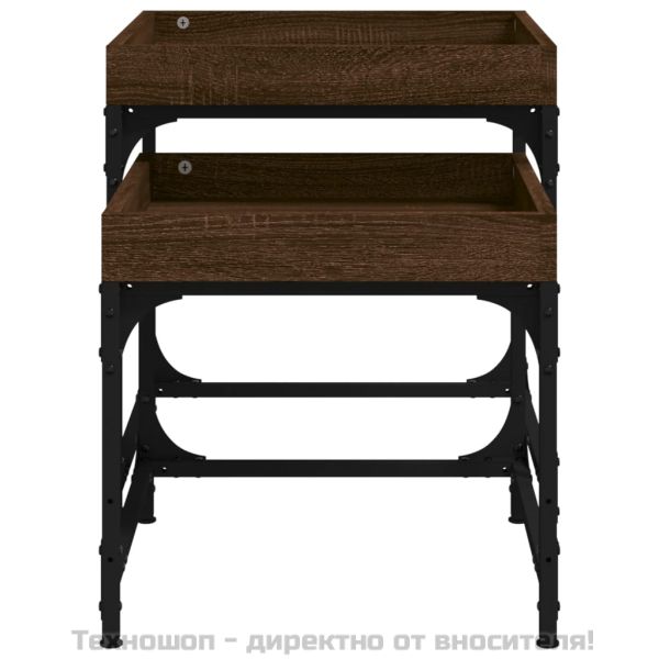 Странични маси, 2 бр, кафяв дъб, инженерно дърво