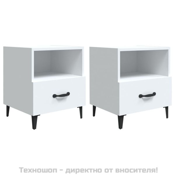 Нощни шкафчета, 2 бр, бели, инженерно дърво
