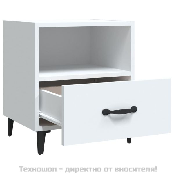 Нощни шкафчета, 2 бр, бели, инженерно дърво