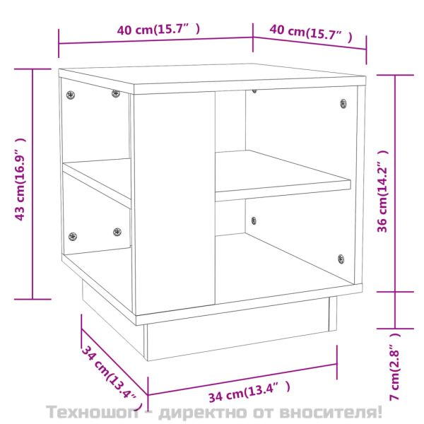 Кафе маса, черна, 40x40x43 см, инженерно дърво