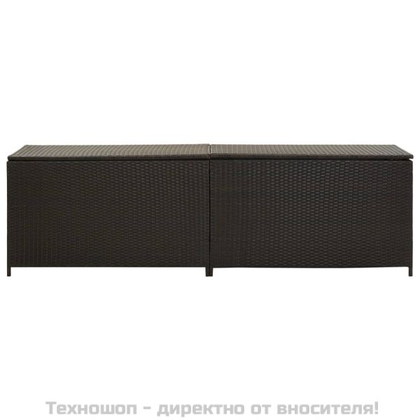 Градински сандък за съхранение, полиратан, 200x50x60 см, кафяв