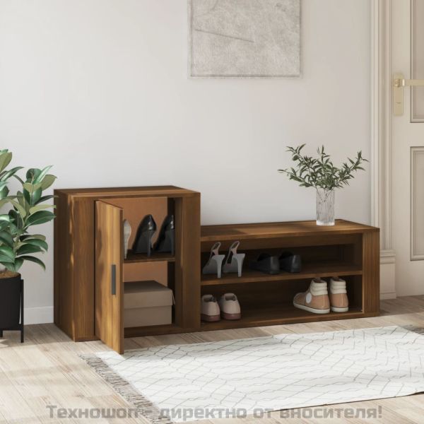 Шкаф за обувки, кафяв дъб, 130x35x54 см, инженерно дърво