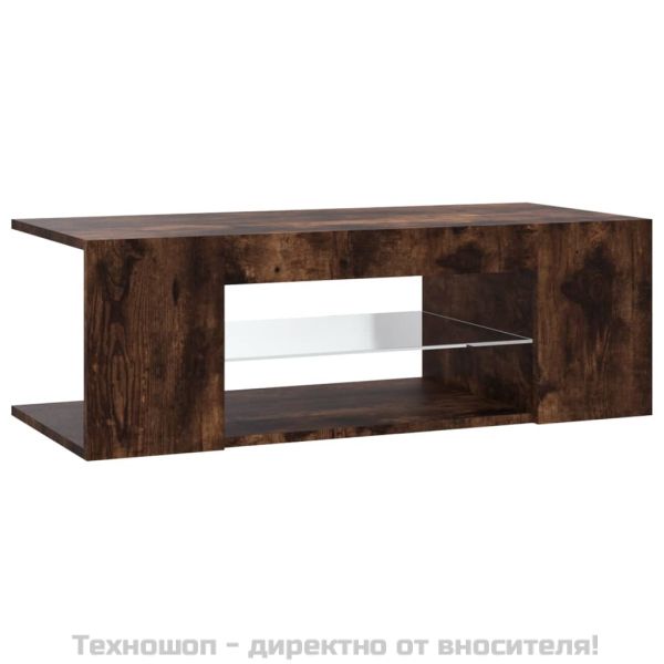 ТВ шкаф с LED осветление, опушен дъб, 90x39x30 см