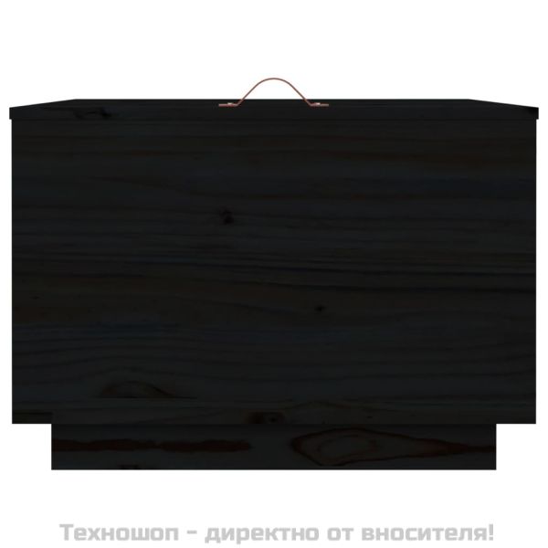 Кутии за съхранение с капаци 3 бр черни борова дървесина масив