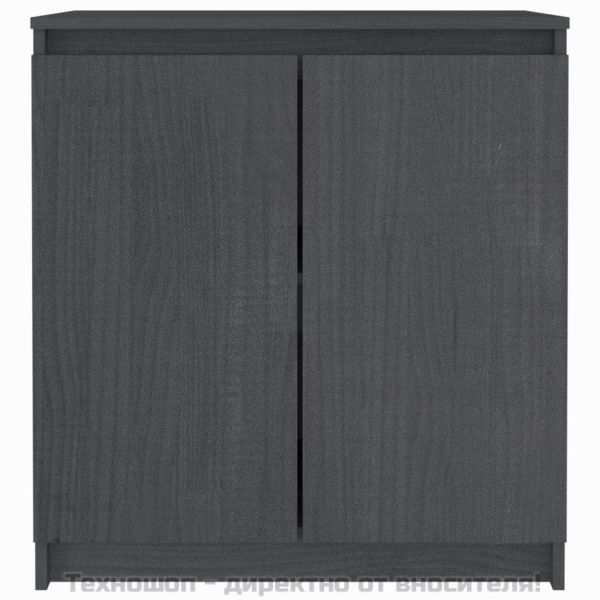 Страничен шкаф, сив, 60x36x65 см, борово дърво масив