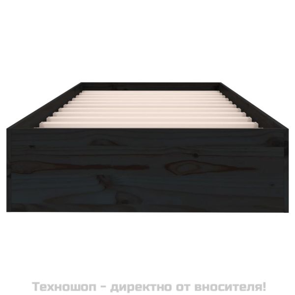 Рамка за легло черна масивно дърво 75x190 см Small Single