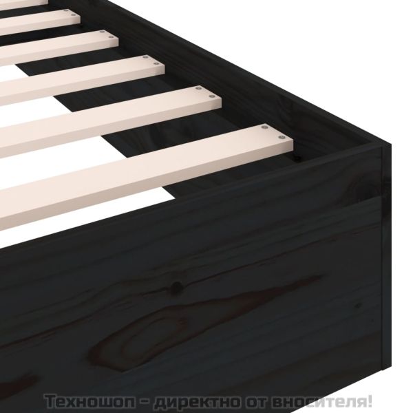 Рамка за легло черна масивно дърво 75x190 см Small Single