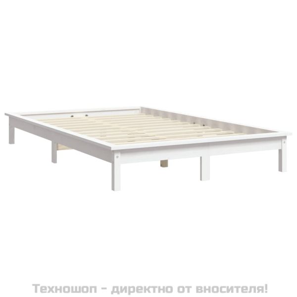 Рамка за легло, бяла, бор масив, 180x200 см, Super King