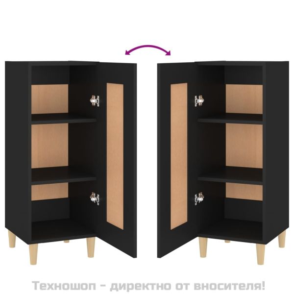 Сайдборд, черен, 34,5x34x90 см, инженерно дърво