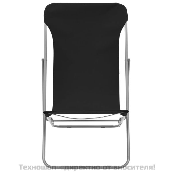 Сгъваеми плажни столове, 2 бр, стомана и оксфорд тъкан, черни