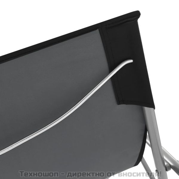 Сгъваеми плажни столове, 2 бр, стомана и оксфорд тъкан, черни