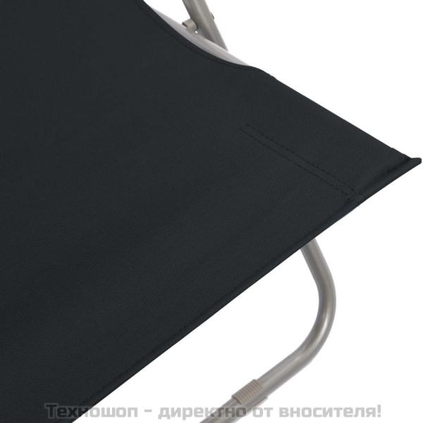 Сгъваеми плажни столове, 2 бр, стомана и оксфорд тъкан, черни