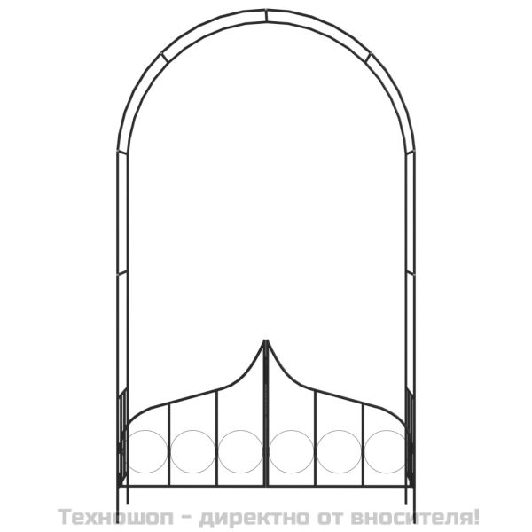 Градинска арка с порта, черна, 138x40x238 см, желязо