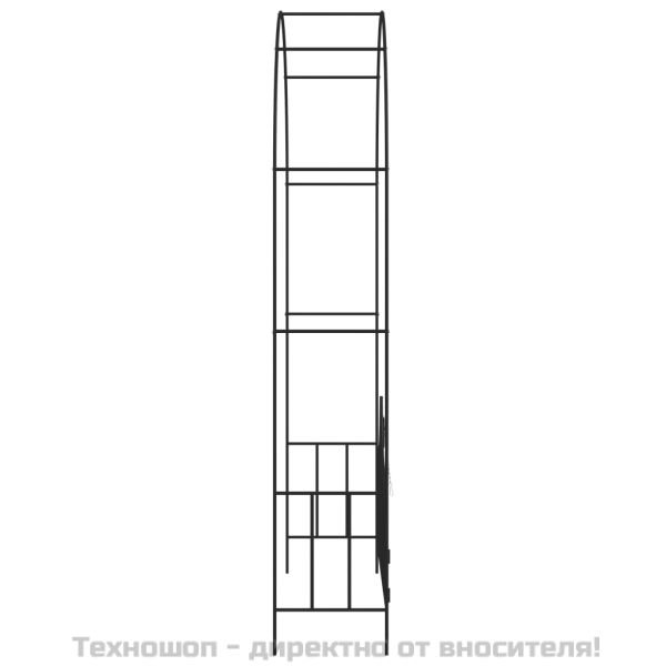 Градинска арка с порта, черна, 138x40x238 см, желязо