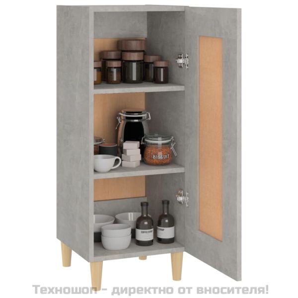 Сайдборд, бетонно сив, 34,5x34x90 см, инженерно дърво