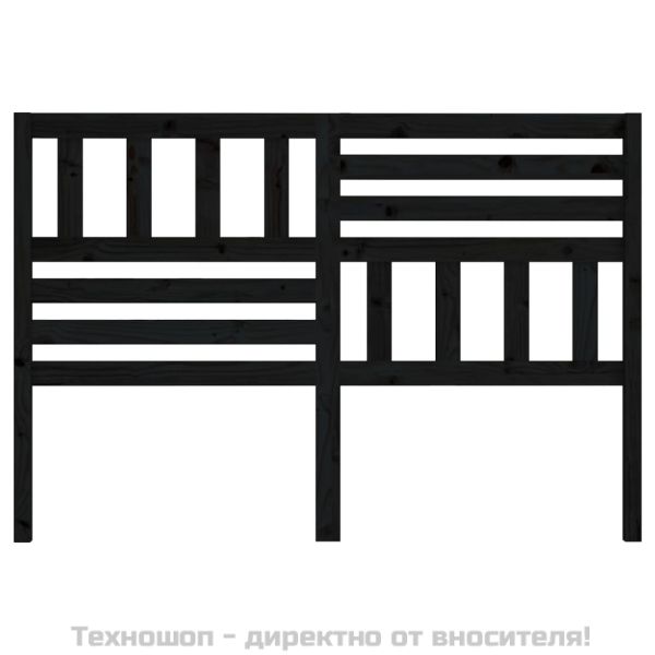 Горна табла за легло, черна, 146x4x100 см, бор масив