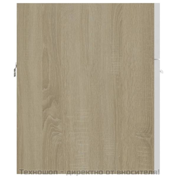 Долен шкаф за мивка, бяло и дъб сонома, 41x38,5x46 см