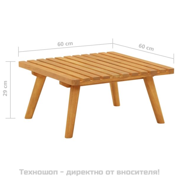 Градинска табуретка с възглавница, 60x60x29 см, акация масив