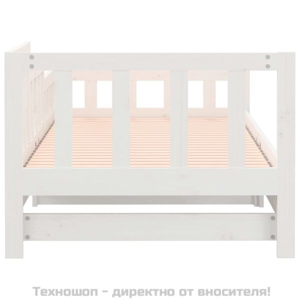 Разтегателна кушетка, бяла, борово дърво масив, 2x(90x190) см